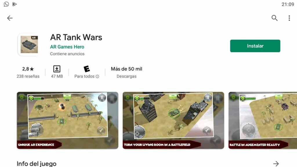 tutorial descargar e instalar AR Tank Battle desde la playstore